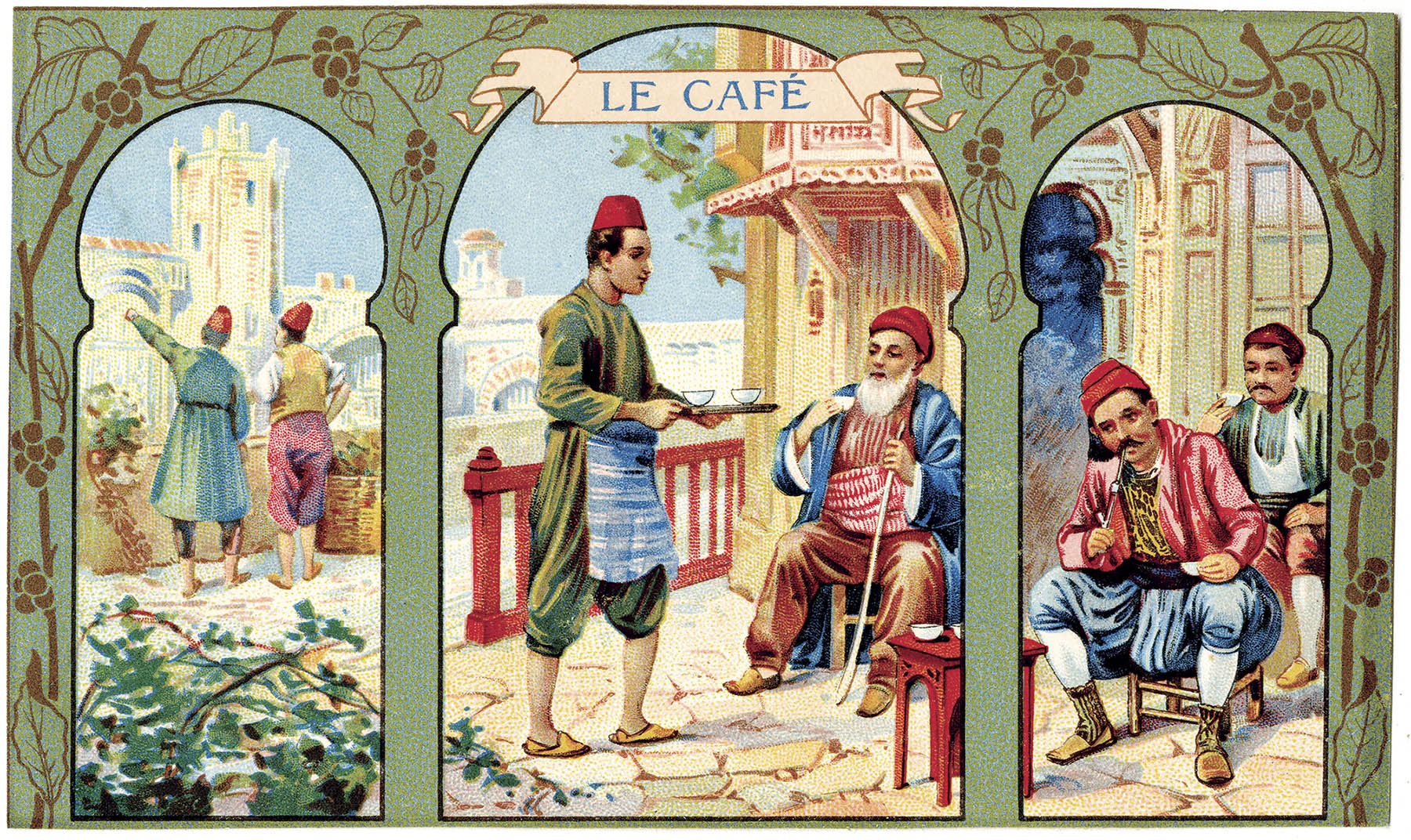 Illustrazione di un antico caffè arabo